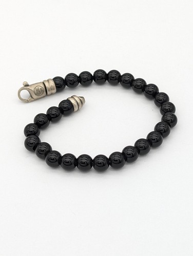 Natural Black Onyx Shiny 6mm Bead Bracelet – 925 Silver – Handmade in NY - 第 8/11 張圖片