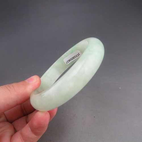 58mm Certified Grade "A" Natural Green Jadeite Jade Gems Bangle bracelet A66 - Picture 6 of 8