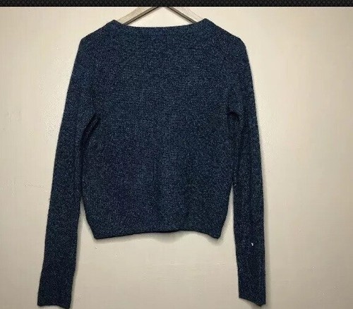 Qi Cashmere Women's Size Medum Sweater Ribbed V Neck Black Speckled Long Sleeve - Picture 11 of 12