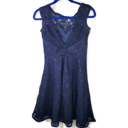 MoriLee by Madeline Gardner Navy Lace Bridesmaid Dress Size 6 - Picture 6 of 6
