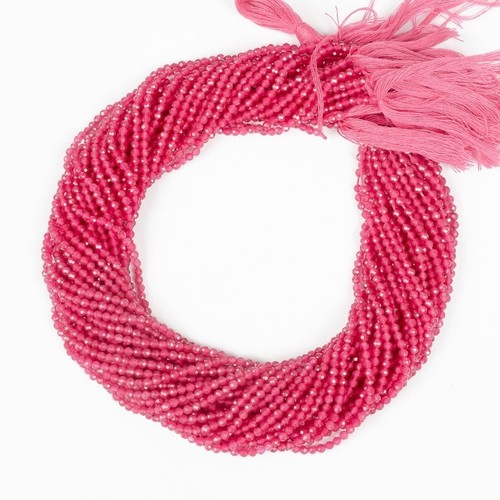 2-3MM AAA++ Natural Red Ruby Jade Faceted Round Gemstone Loose Beads 12" Strand - Picture 9 of 14
