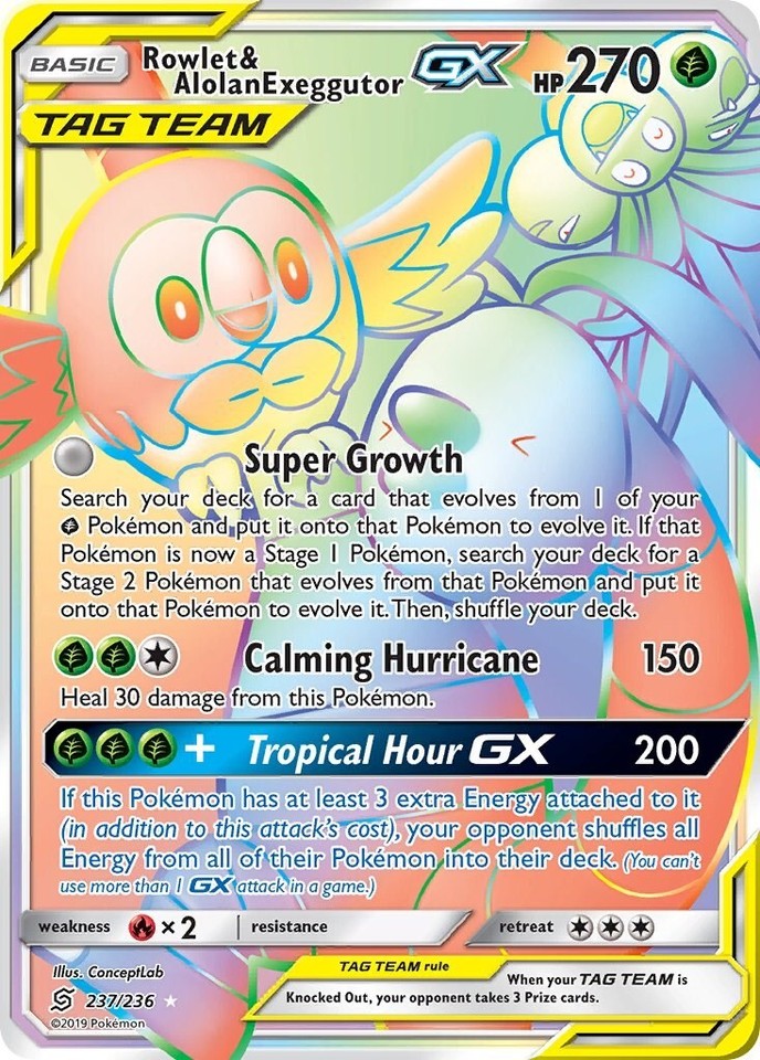 Rowlet & Alolan Exeggutor GX 237/236 Sm-Unified Minds - 1 of 1