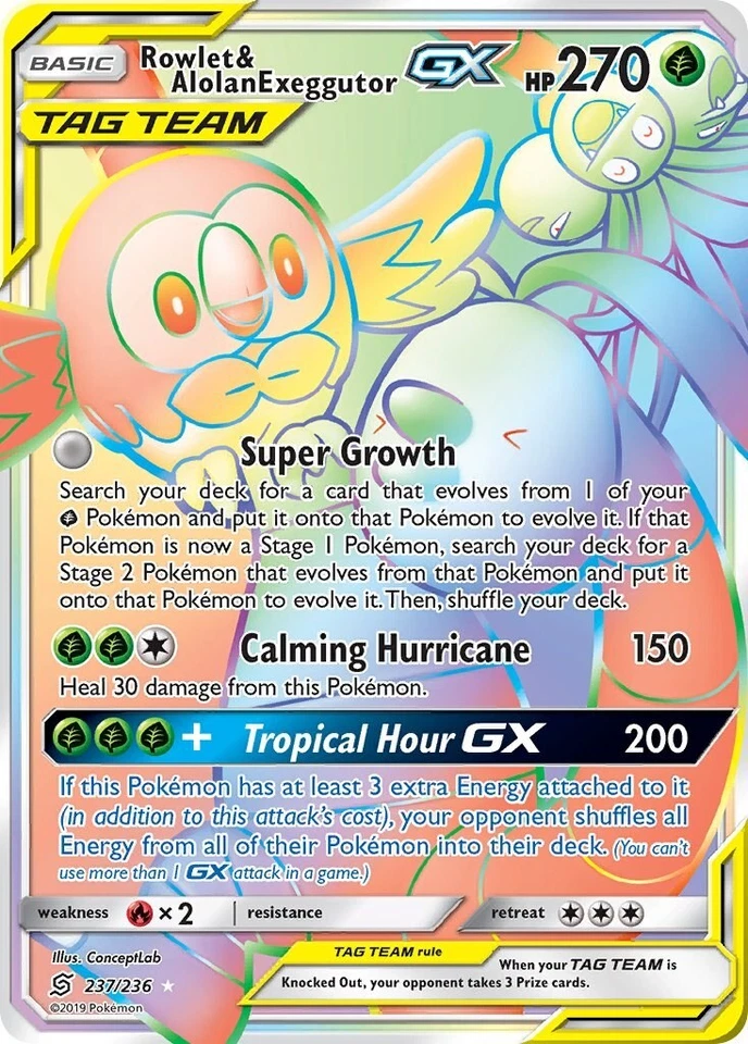 Rowlet & Alolan Exeggutor GX 237/236 Sm-Unified Minds