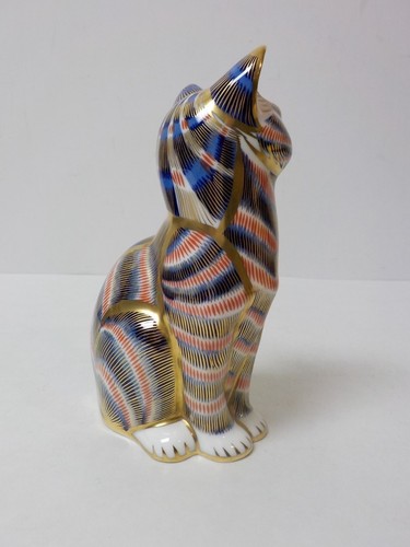 BEAUTIFUL ROYAL CROWN DERBY GILT "IMARI" DECORATED CAT FIGURAL PAPERWEIGHT - Picture 6 of 12