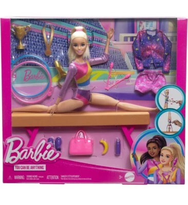 MATTEL Barbie-Ginnastica Artistica, playset con bambola ginnasta bionda,10+ accessori