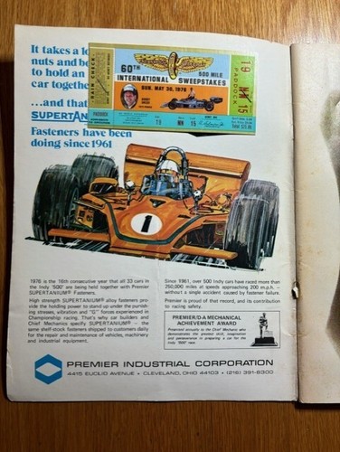 1976 Indianapolis 500 program with race day ticket - Picture 2 of 3
