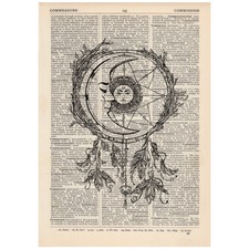 Fresh Prints of CT Sun and Moon Dictionary Art Print Printed On Authentic Vintage Dictionary Book Page 8 x 10.5
