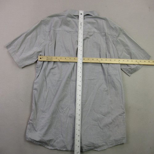 Travis Mathew Shirt Mens Large Short Sleeve Button Up Casual Golf Gray Stripes - Picture 7 of 9
