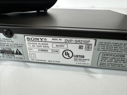 Sony DVP-SR210P CD & DVD Player with Remote AV Cord - Black - Tested Works - Picture 11 of 14