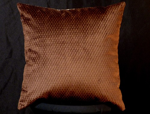 New Embroidered Brown & Cream Fern Pillow, New 16 x 16 Insert — Item 301 - Picture 5 of 6