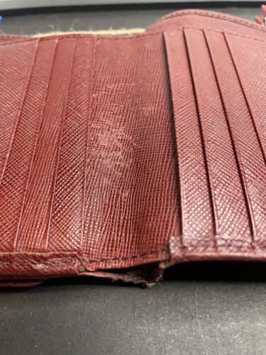 Vintage Burberry Bifold House Check Canvas Burgundy Leather Trim Wallet - Picture 12 of 19