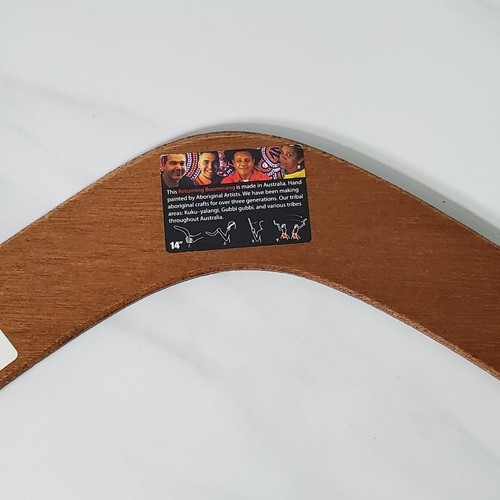 Vtg BILL ONUS Boomerang Made in Australia Aboriginal Wood Kangaroo Design RARE - Picture 5 of 7
