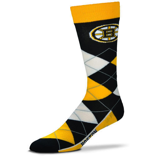 Boston Bruins Men's Crew Socks One Size Fits Most Argyle Lineup - Picture 1 of 1