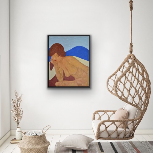 Wandbild Gemälde Malerei Kunst Gerahmt Ölfarben Bild Frau Sylt Unikat Original - Bild 11 von 13