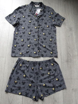 M&S MARKS & SPENCER MICKEY MOUSE PYJAMA-SET MIT SHORTS GRÖSSE M UK-GRÖSSE 12 14