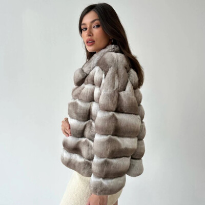 Trendy Women's Genuine Real Rex Rabbit Fur Jackets Thick