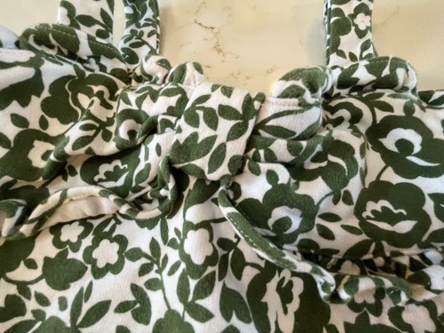 Janie and Jack Girls 7 Green White Floral Creeping Ivy Ponte Sun Dress - Picture 2 of 8