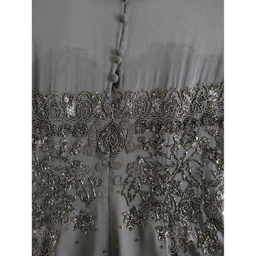 BlackTie Oleg Cassini Kleid Gr. 10 Korsett Perlen Mini transparente Seide Gothic Vintage - Bild 13 von 16