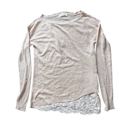 RD Style Tonie Lace Inset Pullover Tan Size Medium Preowned