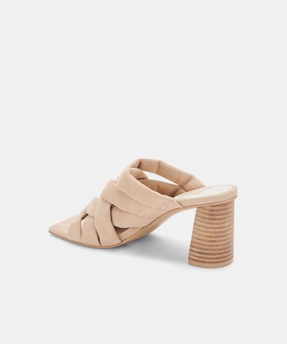 Dolce Vita Poira Dune Suede Slip On Criss-Cross Straps Block Heeled Sandals - Bild 7 von 9