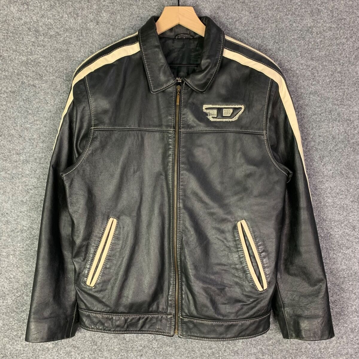 Vintage Y2K Diesel 'D' 90s Leather Jacket Big LOGO Men's Vintage Y2K Diesel 'D' 90s Leather Jacket Big LOGO Men's