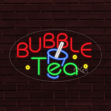 NEW "BUBBLE TEA" w/LOGO OVAL 28x16x1 INCH LED FLEX WINDOW/WALL INDOOR SIGN 34568