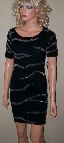 $98 Victoria Secret Moda Black Beaded Dress S - Picture 2 of 4