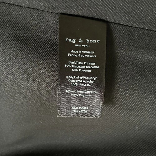 RAG & BONE NYX Double Breasted Black Blazer Size 6 NWT - Picture 14 of 15