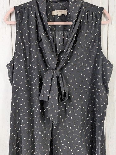 Loft Size XL Black White Animal Paw Print Sleeveless Womens Dress - Picture 3 of 8