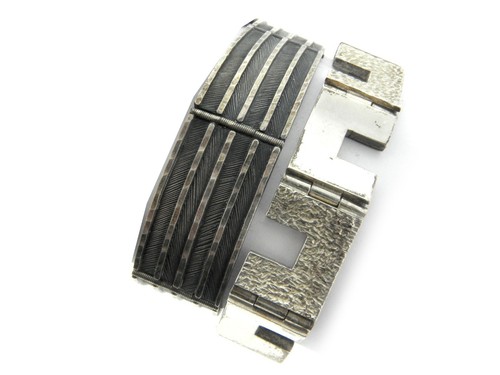 2 Two Sterling Silver Geometric Industrial Link Bracelets MIXED LOT - Picture 2 of 8