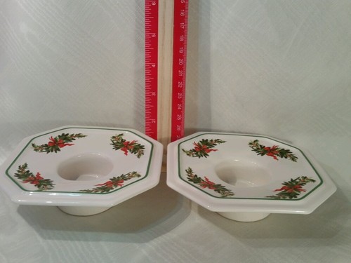 2 Pfaltzgraff Christmas Heritage Tealight Votive Holly Berry Swag Candle Holders - Picture 11 of 12
