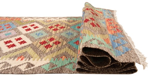 Kelim Afghan 387x80 cm Handgewebter Orientteppich kilim Wolle Carpet Rug Läufer - Imagen 6 de 11