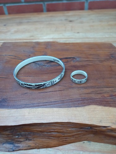 Vintage Marlene Enamel Bangle And Ring, Cream And Black - Picture 6 of 18