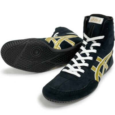 asics レスリングシューズ 1083A001 ネイビーxゴールド25.5cm ASICS Wrestling Shoes 1083A001 Black x gold white edge Successor