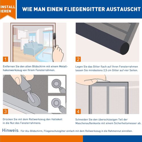 Fliegennetz Insektenschutz Fliegengitter Insektengitter Drahtgitter Mückenschutz - Bild 7 von 12