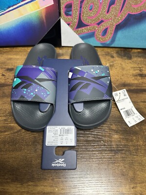REEBOK Classic Slides In Core Black/pure Grey /purple women size 5