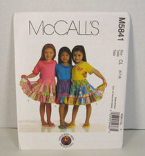 McCall's 5841 Child's Pull-On Skirts & Appliques Pattern Girls' 6-8 Uncut