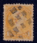 New ListingFancy Cork cancel, 1c, Queen Victoria, 1870, Scott #35, used Canada
