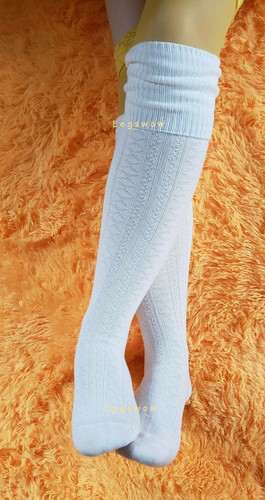 Strick Overknee Socken Overknee hoch Zopfmuster Stiefel lang OTK Shoool Mädchen Beinwärmer - Bild 13 von 21