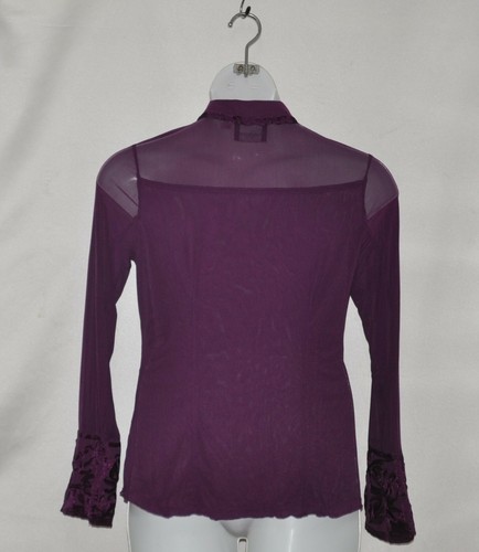 Mark of Style by Mark Zunino Button Front Blouse W/Soutache Detail Size S Plum - Picture 2 of 2