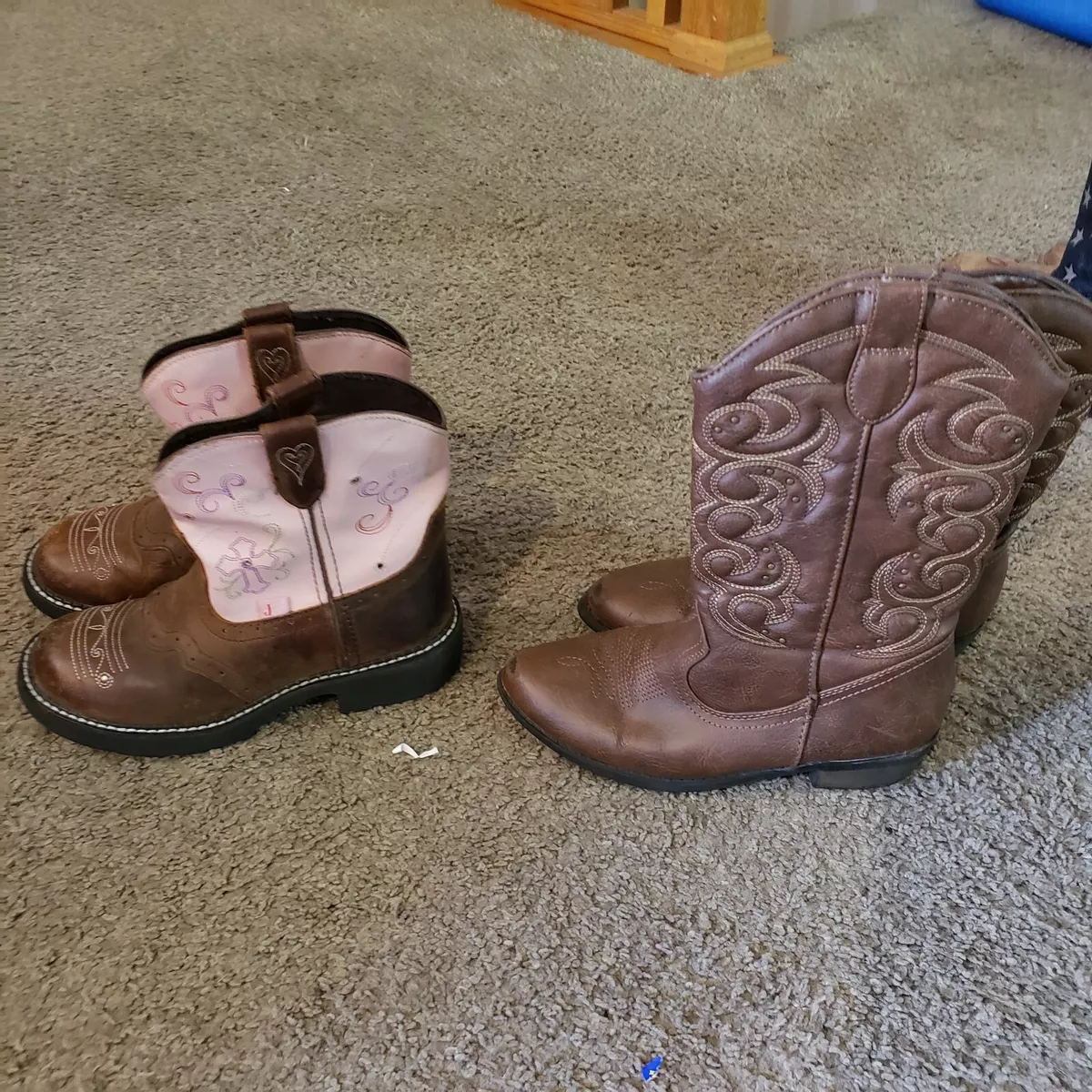 NICE LOT of 2 Girls Justin gypsy Cat Jack Cowboy Boots Pink Brown