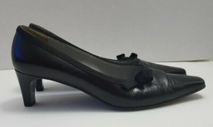 Salvatore-Ferragamo-Women-039-s-Black-Leather-Pumps-Heels-Size-8-5-B