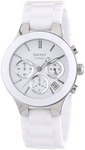 DKNY Chronograph White Dial White Ceramic Ladies Watch NY4912 38mm