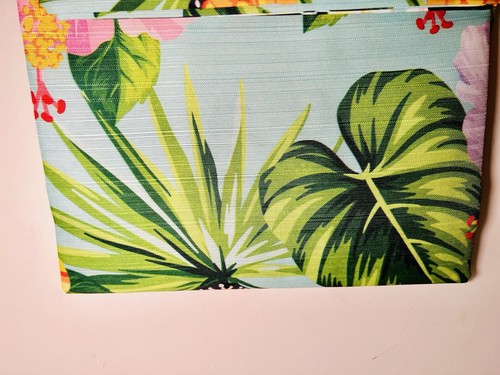 BUTTERFLIES TROPICAL FLOWERS & LEAVES FABRIC SHOWER CURTAIN BRIGHT GARDEN COLORS - Picture 4 of 11