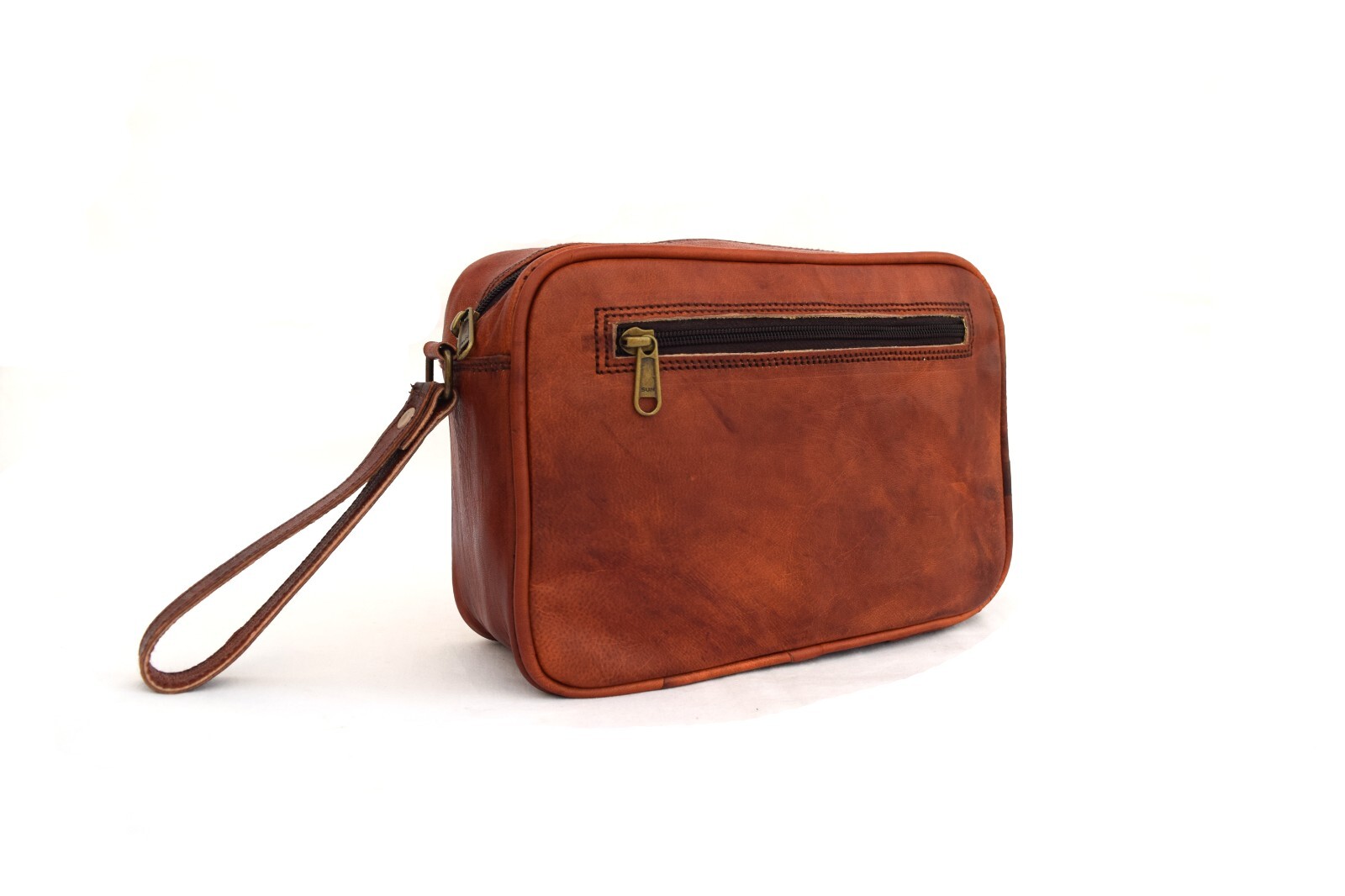 Bolsa de aseo de cuero genuino para hombre Kit de afeitado Dopp Estuche Organ...