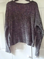 Ladies Sweater Pullover Chenille Size XL Gray