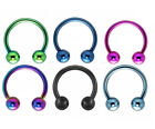 Circular Barbell Earring Labret Septum 1pc 14G Anodized Surgical Steel Horseshoe