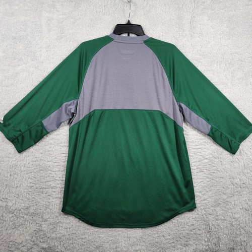 Adidas Shirt Mens Large Green Gray Climalite 1/2 Sleeve Mesh Back - Picture 2 of 7