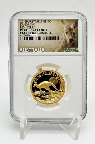 Australia 2015 100$ Kangaroo High Relief 1 oz Pure Gold coin Perth Mint