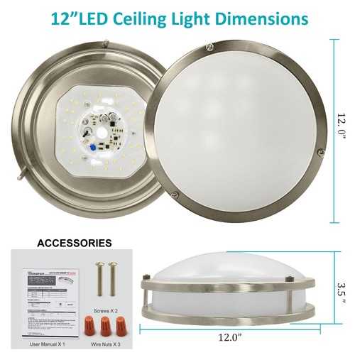 10"/12"/14" Dimmable LED Flush Mount Ceiling Light Fixture Kitchen Bathroom Lamp - Bild 12 von 16